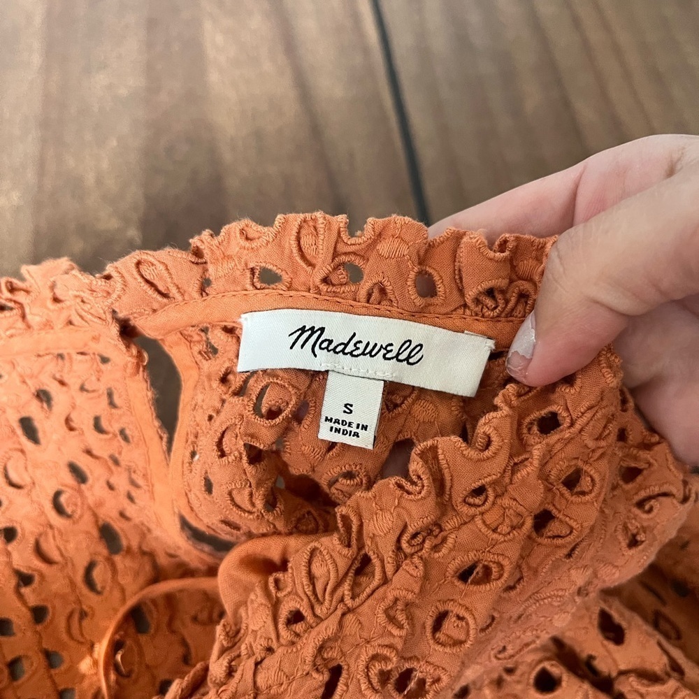 NWOT madewell pintuck mini dress burnt orange small - Picture 5 of 5